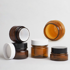 Pet Amber Plastic BPA Free Wadah Krim Kosmetik Dengan Tutup Hitam