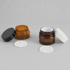 Pet Amber Plastic BPA Free Wadah Krim Kosmetik Dengan Tutup Hitam