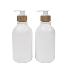 Botol Lotion Kamar Mandi Putih Dengan Pompa Bambu Untuk Sampo dan Sabun Mandi