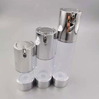 Clear Silver Vacuum 50ml Botol Pompa Pengap Wadah Krim Kosmetik